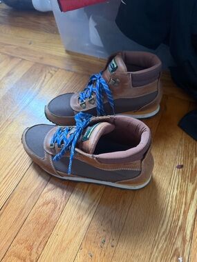 LL Bean Brown Hiking Boots with Blue Laces